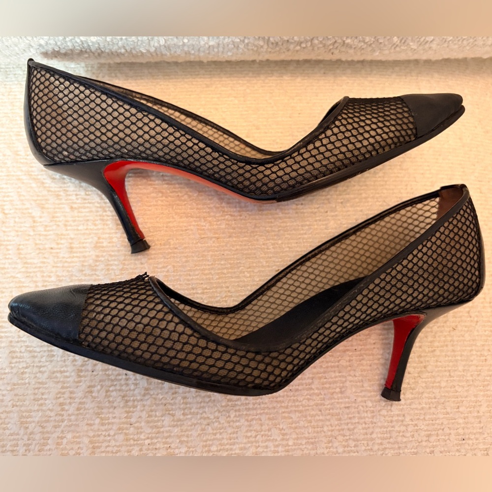 Christian Louboutin Black Mesh Heels - Picture 9 of 13